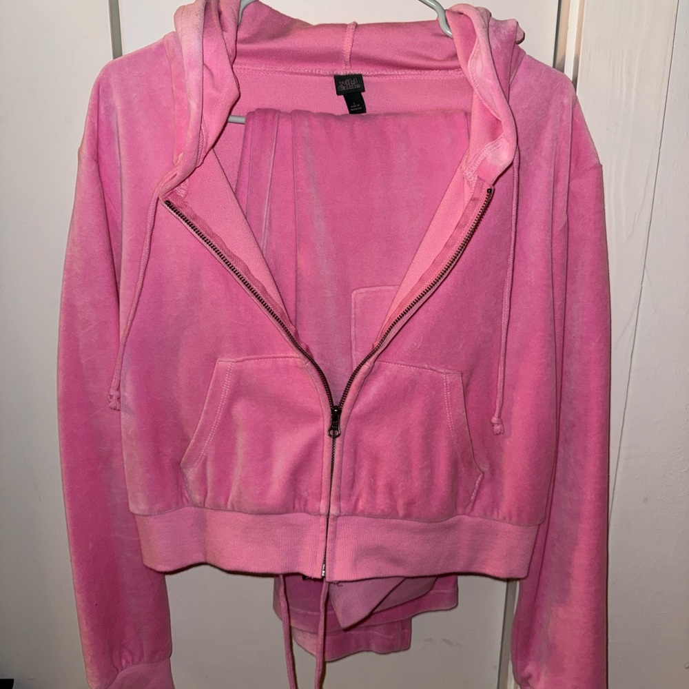 wild fable Pink Velour Zip Hoodie Jacket